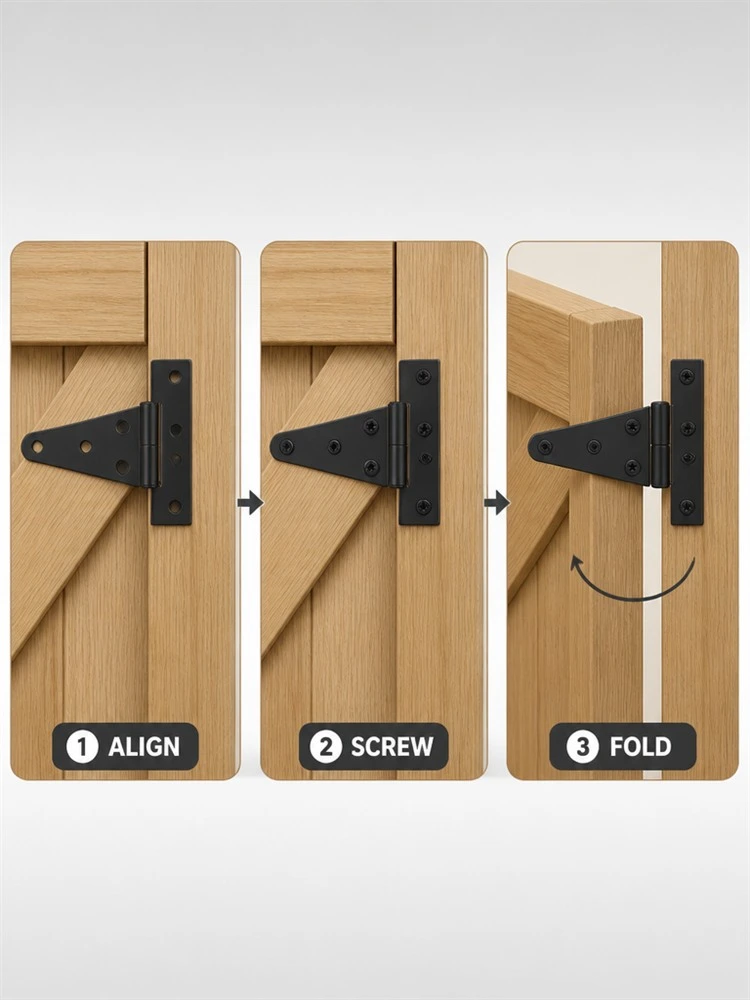 4 Heavy Duty Folding Steel Door T Strap Hinge