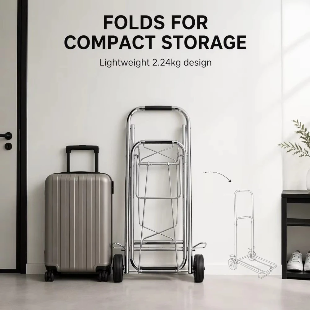 Chromed Metal Foldable Luggage Cart